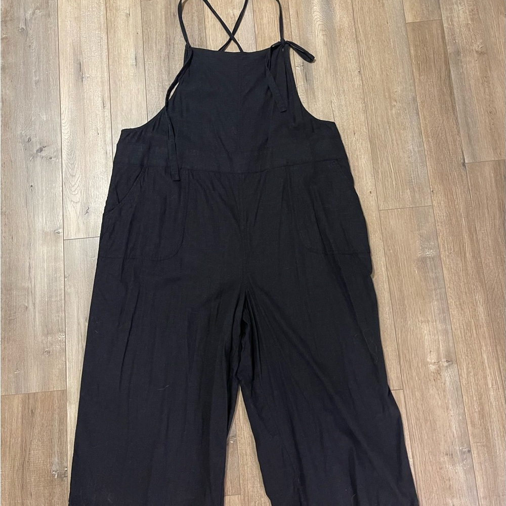 Torrid cropped linen overalls